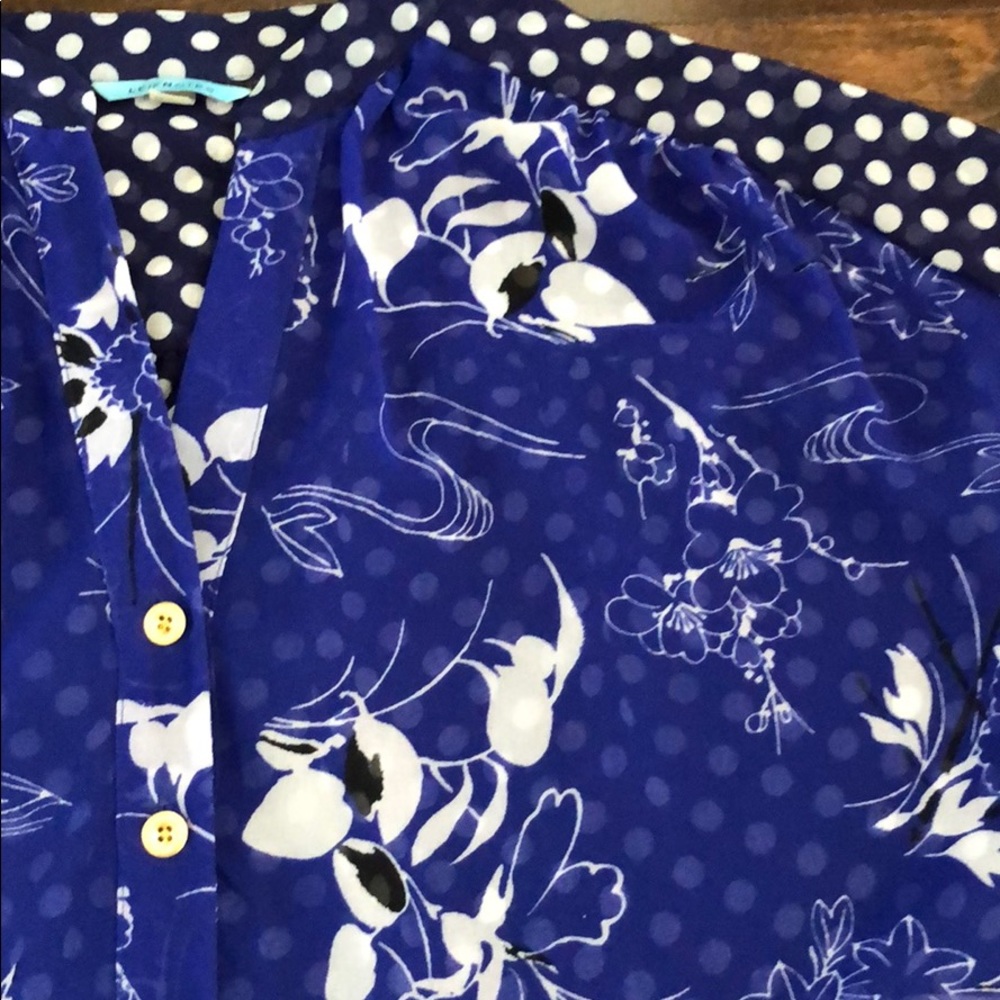 Anthropologie Leifnotes flower & polkadots top - Picture 3 of 5